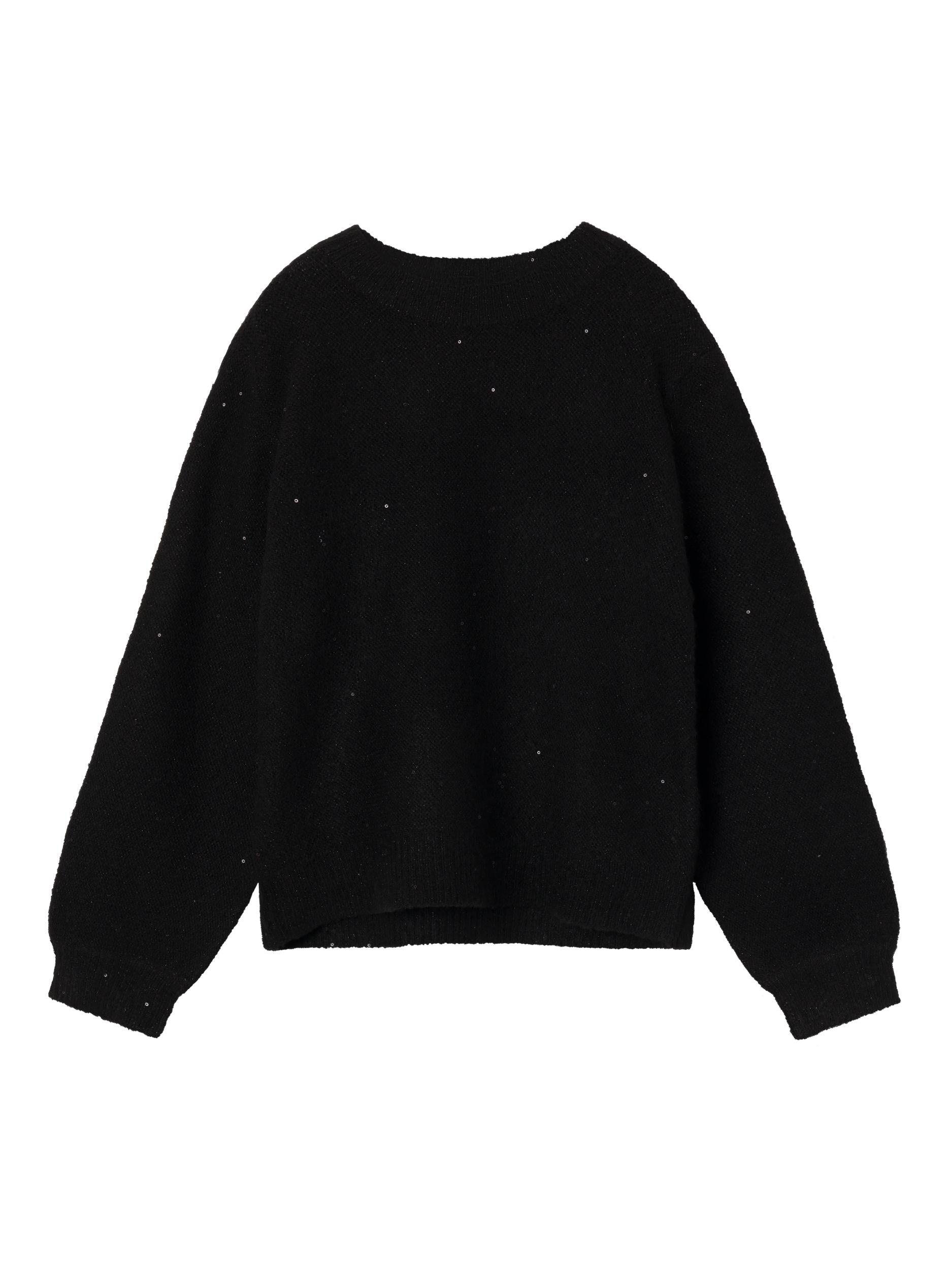 Girl's Simira Long Sleeve Knit-Black-Front View