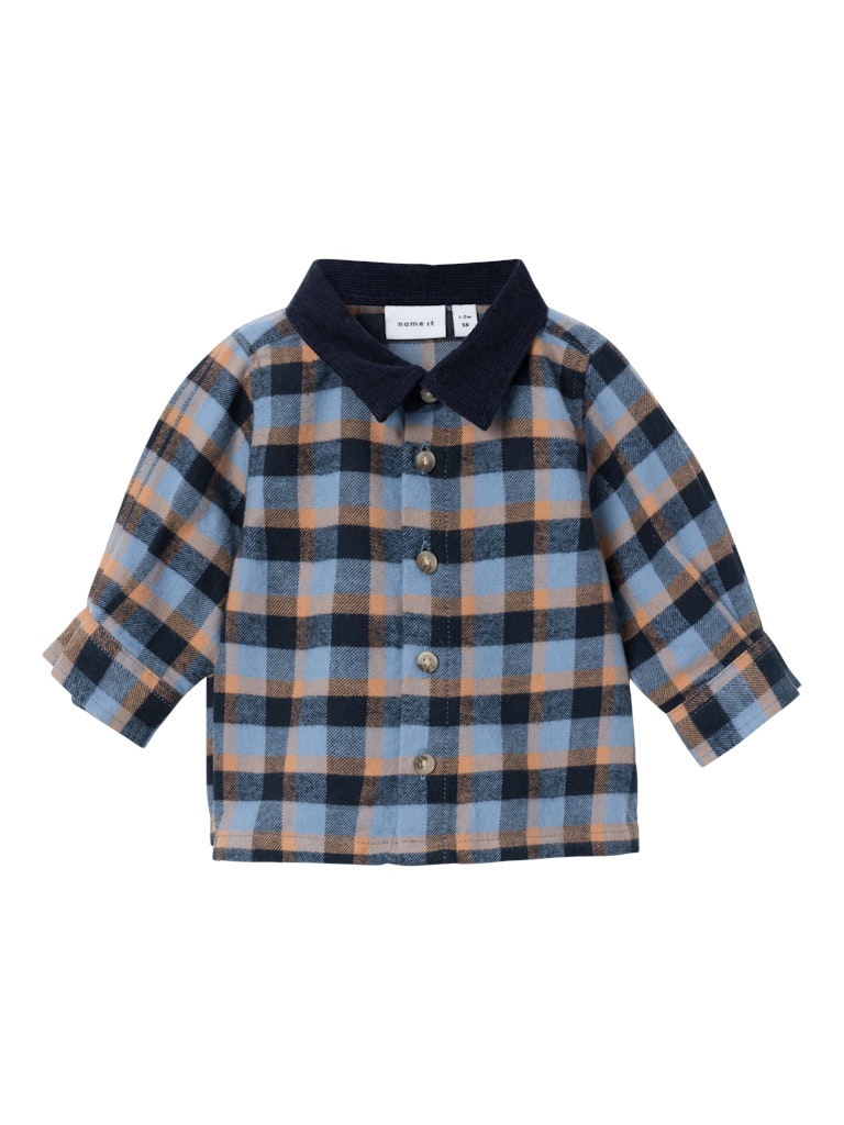 Boy's Newborn Kesimon Long Sleeve Shirt-Coronet Blue-Front View