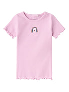 NAME IT Katte Short Sleeve Top-Pastel Lavender Pastel Lavender front view