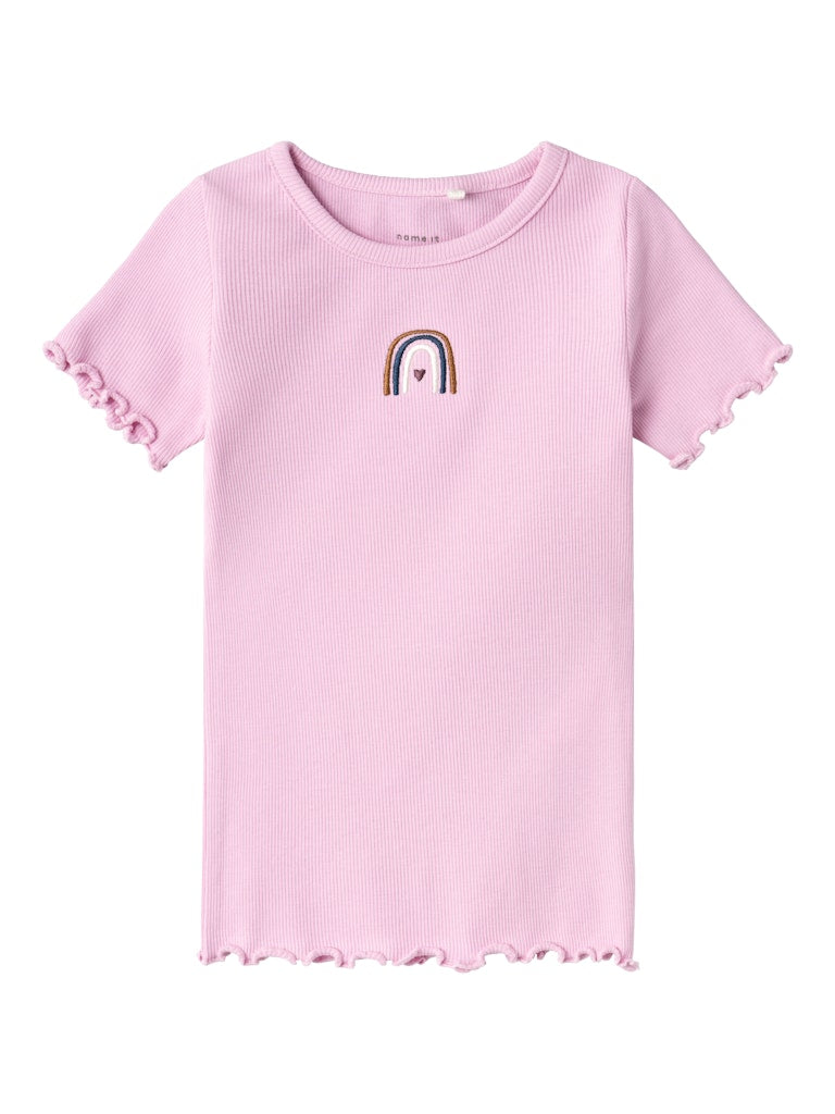 NAME IT Katte Short Sleeve Top-Pastel Lavender Pastel Lavender front view