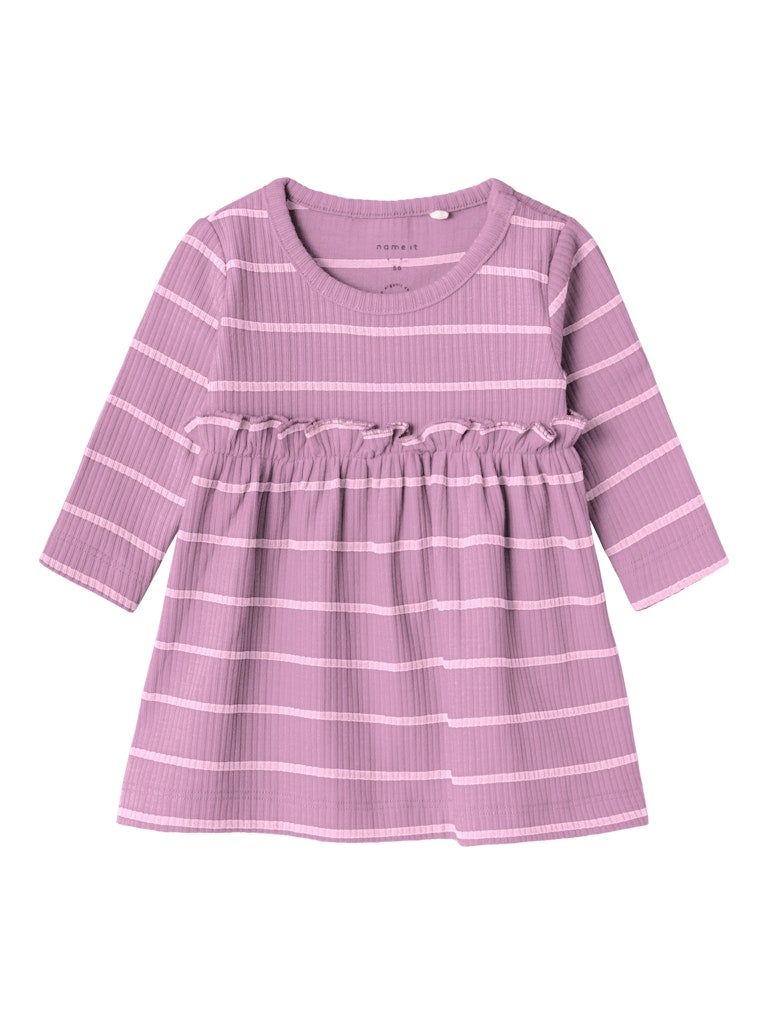Gril's Kianna Long Sleeve Dress-Pastel Lavender-Front View