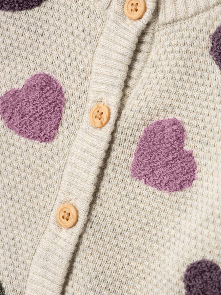 Neheart Long Sleeve Knit Cardigan-Peyote Melange-Close up