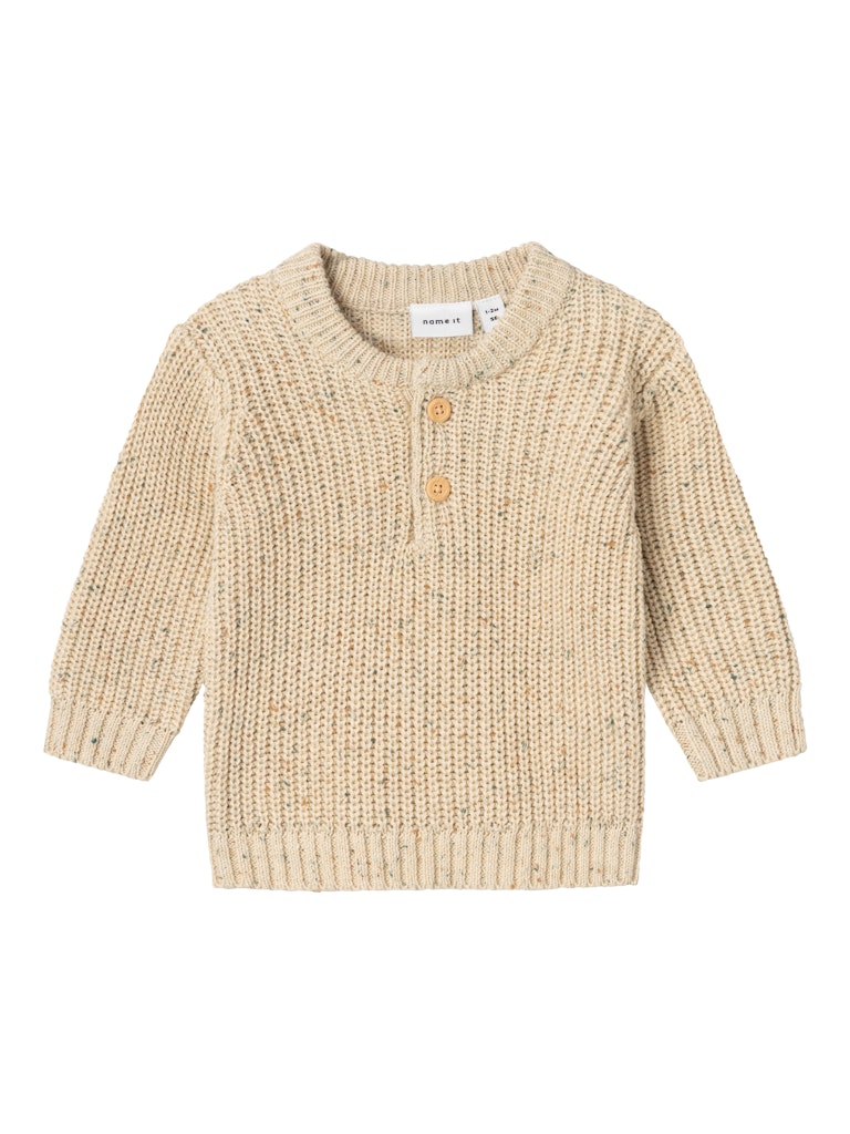 NAME IT Nesalle Newborn Long Sleeve Knit-Summer Sand Summer Sand front view