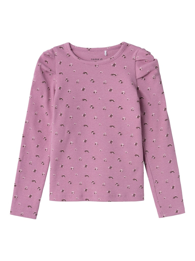 Girl's Olinne Long Sleeve Slim Top-Mauve Orchid-Front View