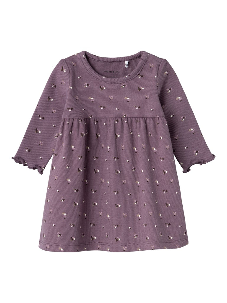 NAME IT Olinne Long Sleeve Dress-Arctic Dusk Arctic Dusk model front view