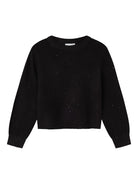NAME IT Simira Black Long Sleeve Short Knit Black model front view
