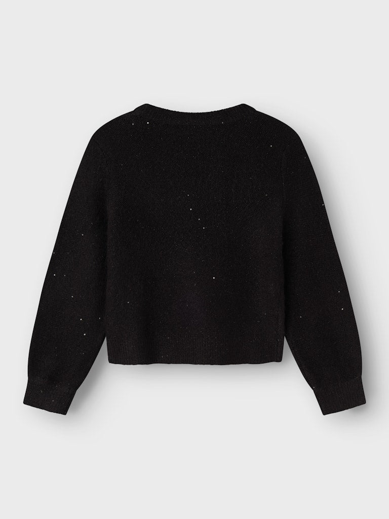 NAME IT Simira Black Long Sleeve Short Knit Black back view