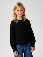 NAME IT Simira Black Long Sleeve Short Knit Black front view