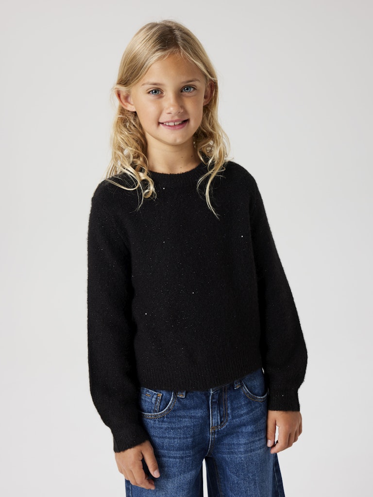 NAME IT Simira Black Long Sleeve Short Knit Black front view