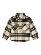 NAME IT Remolle Long Sleeve Overshirt-Summer Sand Summer Sand model front view