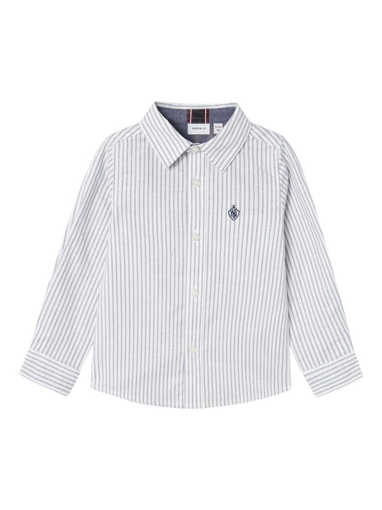 Bright White/Blue Stripe Rekid Shirt-Front view