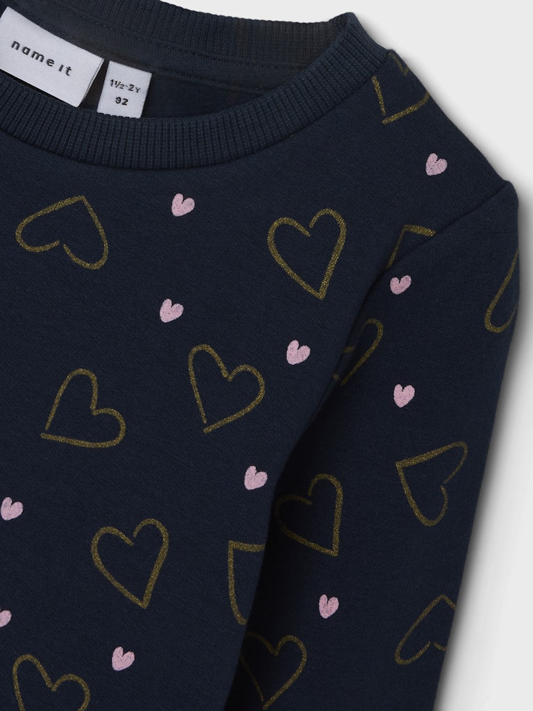 Rue Dark Sapphire Sweat Dress-Love heart print detail