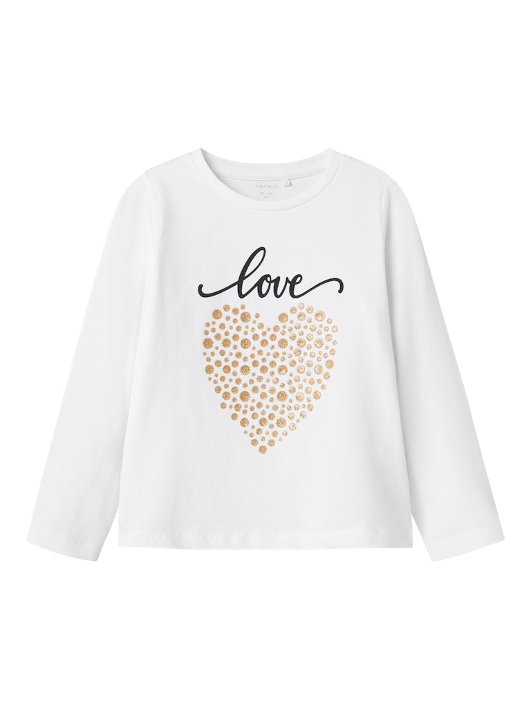 Girl's Rstar Long Sleeve Top-Bright White-Front View