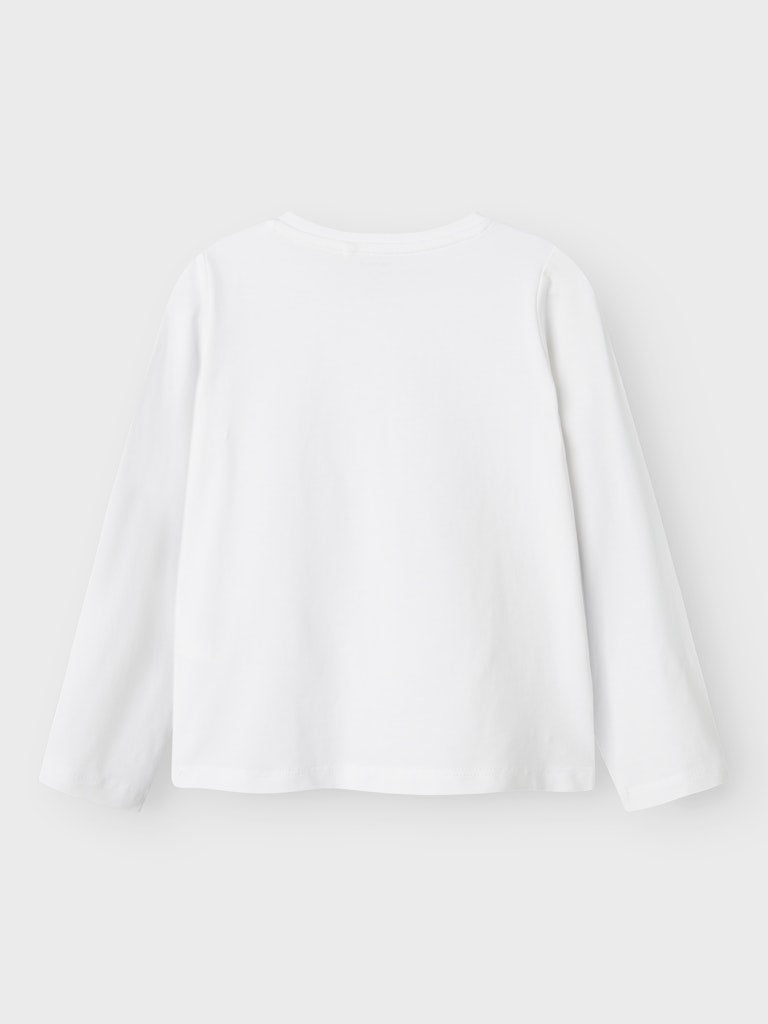 Girl's Rstar Long Sleeve Top-Bright-White-Back View