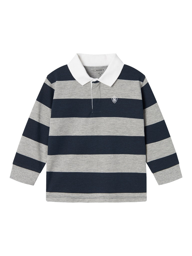 Boy's Robert Long Sleeve Polo-Dark Sapphire-Front View