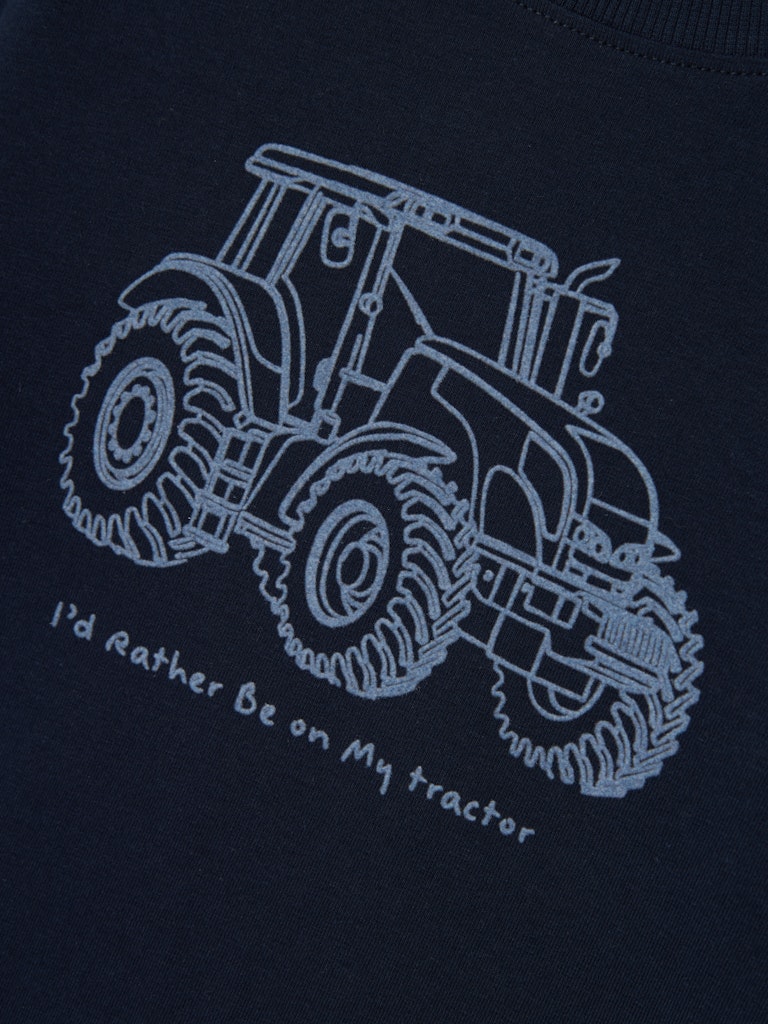 Relle Long Sleeve Navy Tractor Top-Print detail
