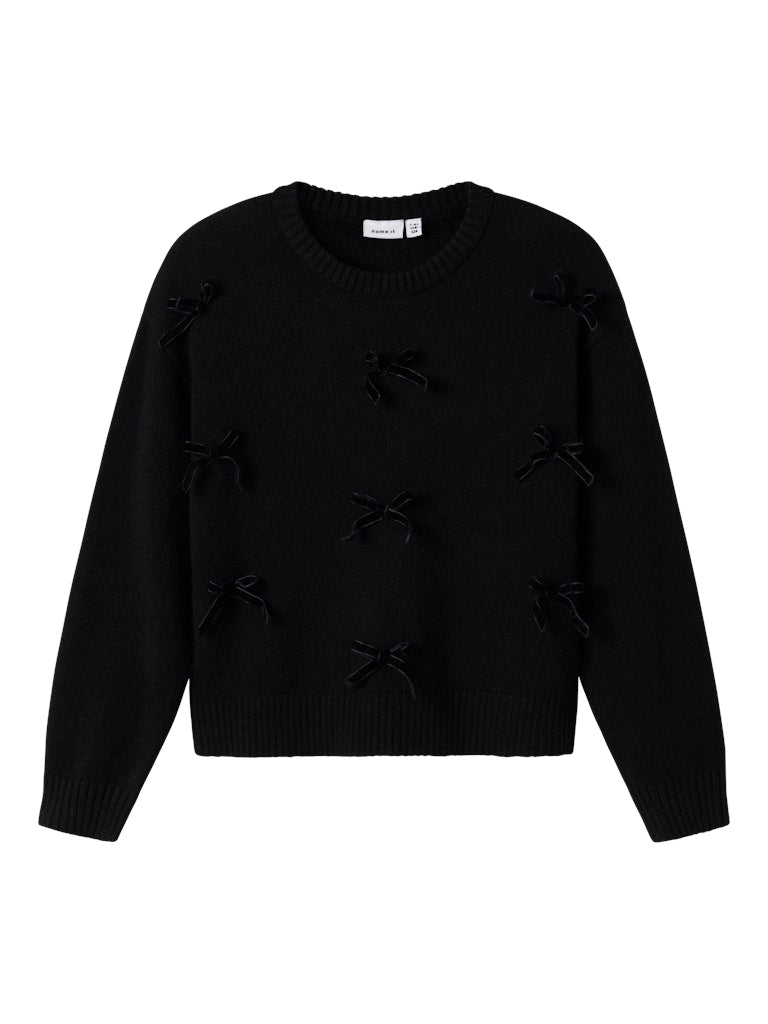 Girl's Sonja Long Sleeve Knit-Black-Ghost View