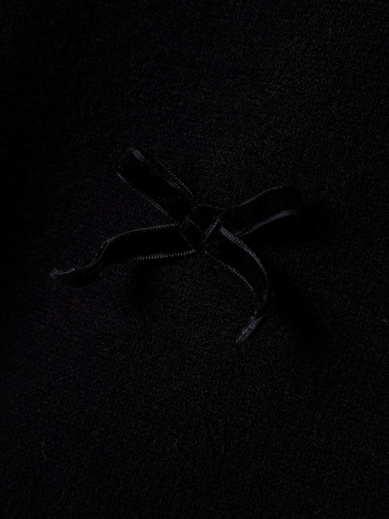 Girl's Sonja Long Sleeve Knit-Black-Close Up View of Bow