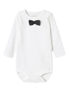 NAME IT Roxo Bodysuit-Bright White/Grey Bright White/Grey front view