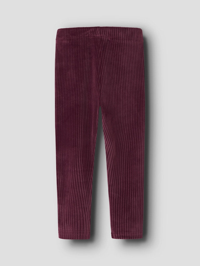 Girl's Veloa Velvet Legging-Burgundy-Back View