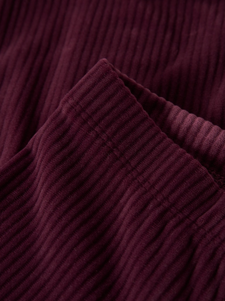Girl's Veloa Velvet Legging-Burgundy-Close Up View