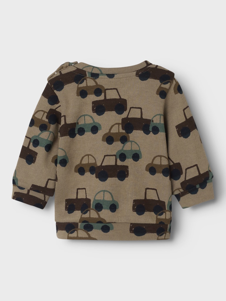 NAME IT Sacar Long Sleeve Weathered Teak Sweatshirt Weathered Teak model front view