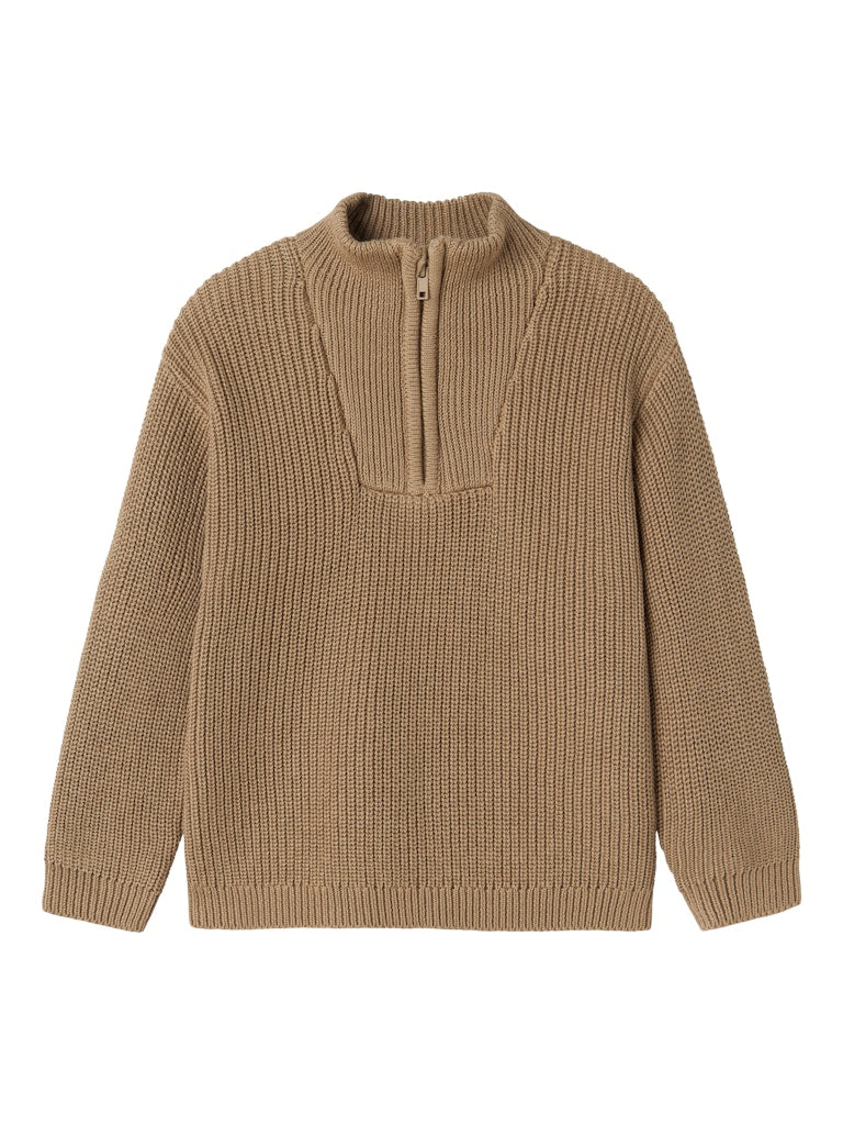 Boy's Safalle Long Sleeve Knit-Weathered Teak-Ghost Front View