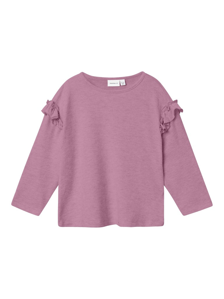 Gril's Stella Long Sleeve Top - Mauve Orchid-Front View