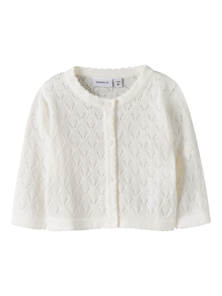 NAME IT Desina Short Knit Cardigan Cloud Dancer front view