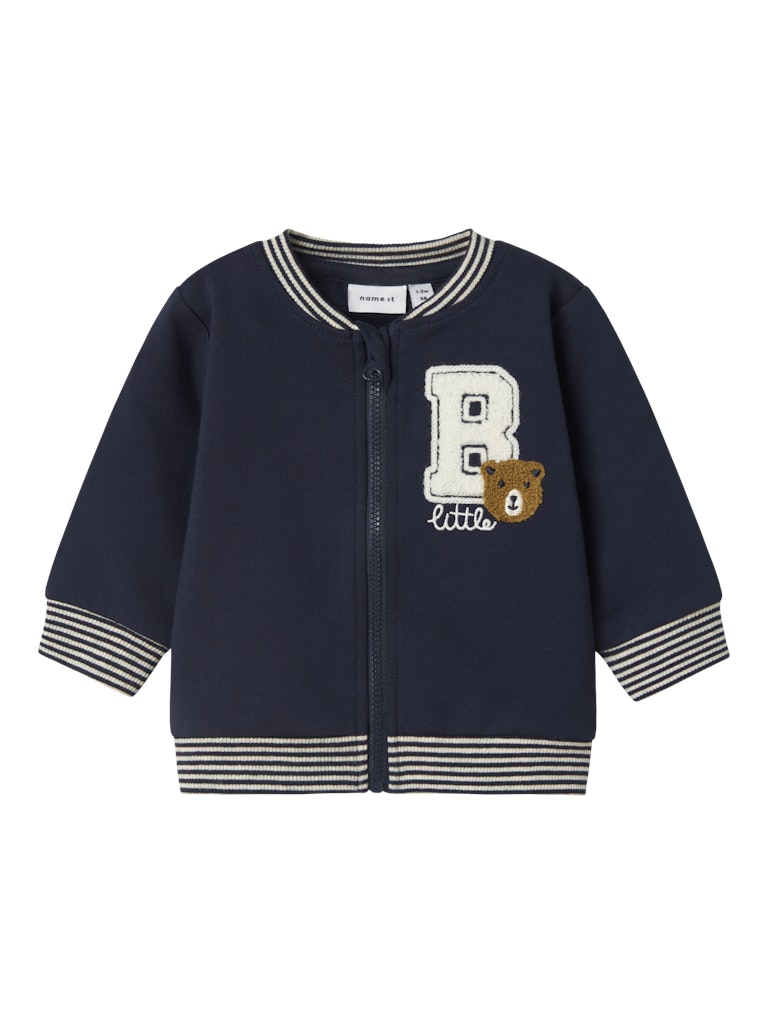 NAME IT Kiddy Long Sleeve Sweat Cardigan Navy Blazer model front view
