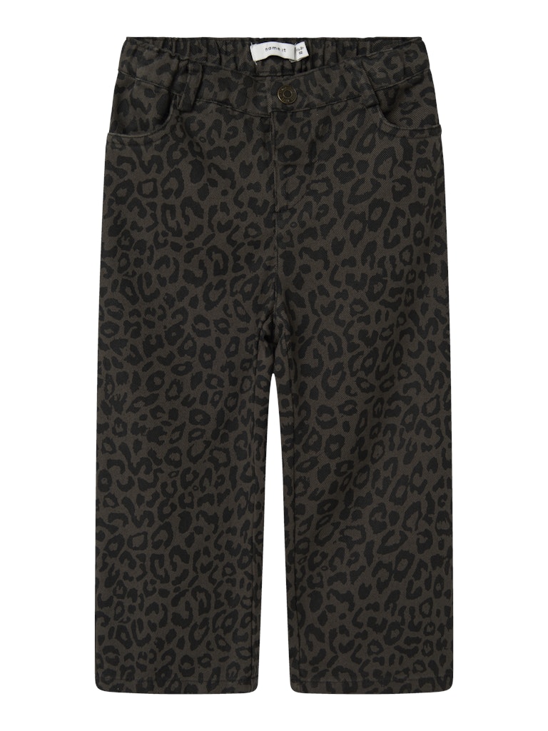 Bella Wide Leopard Print Pants-Front View