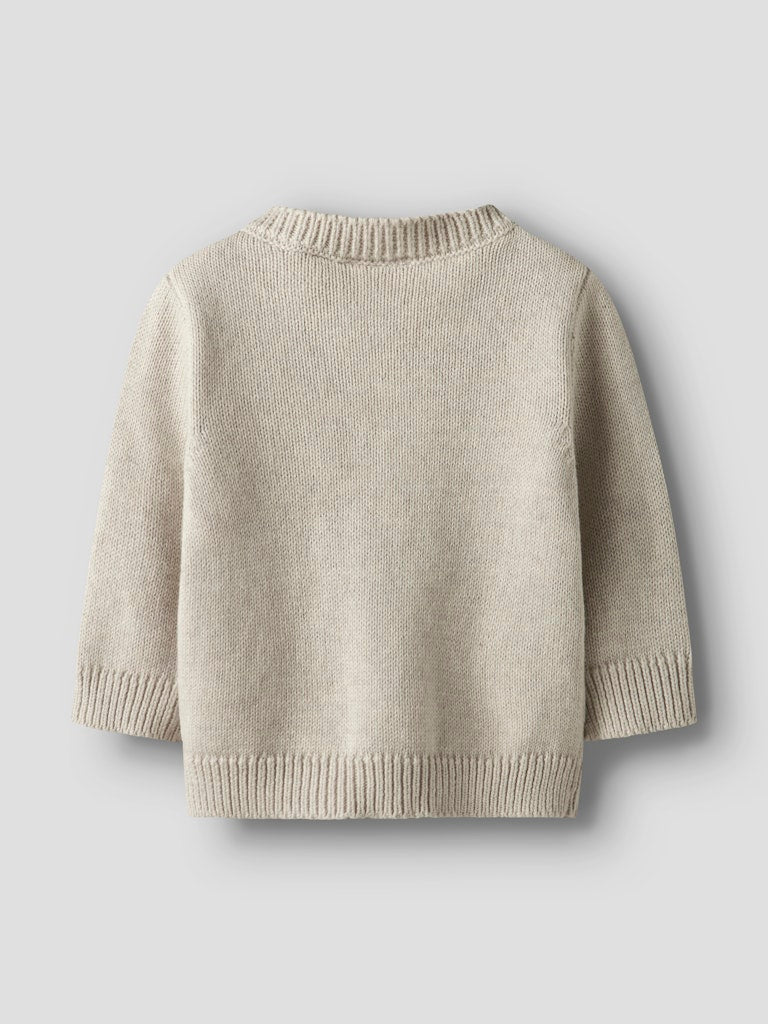 Lional Long Sleeve Knit Cardigan Beige-Back View