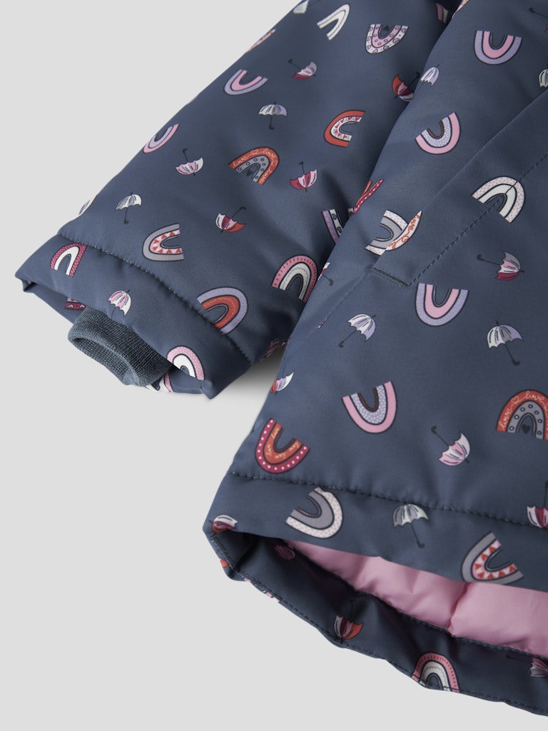 Girl's Maxi Padded Jacket-Vintage Indigo-Sleeve View