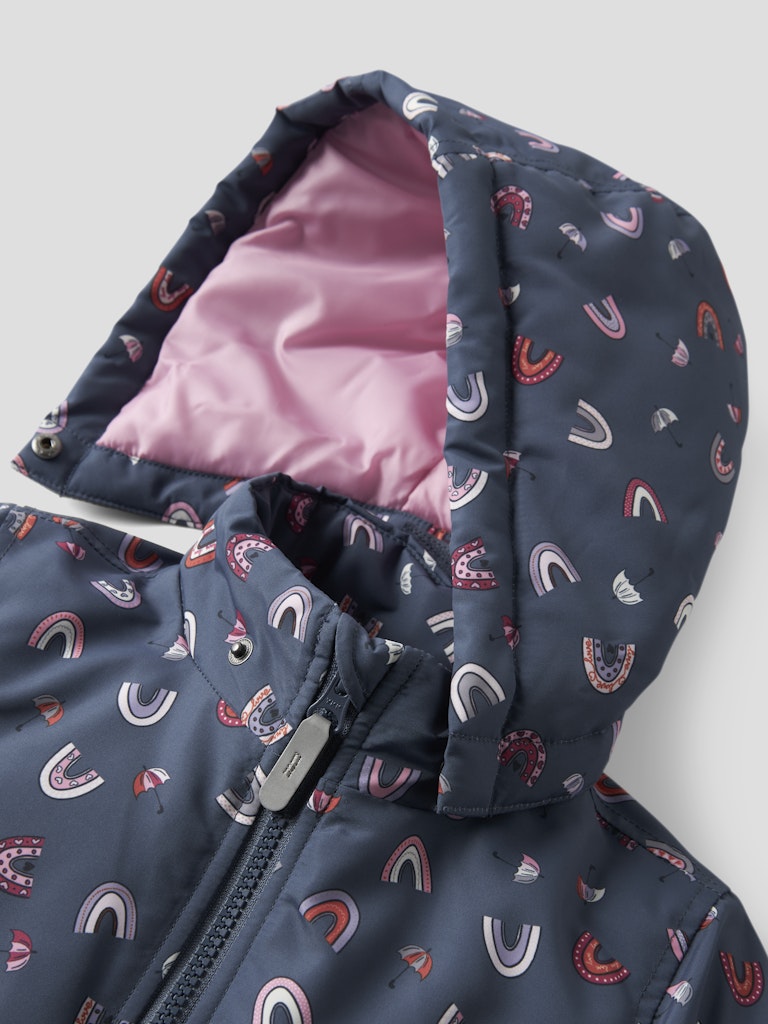Girl's Maxi Padded Jacket-Vintage Indigo-Hood View
