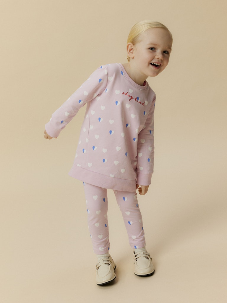 Girl's Lia Sweat Tunic in pink-Model Front View