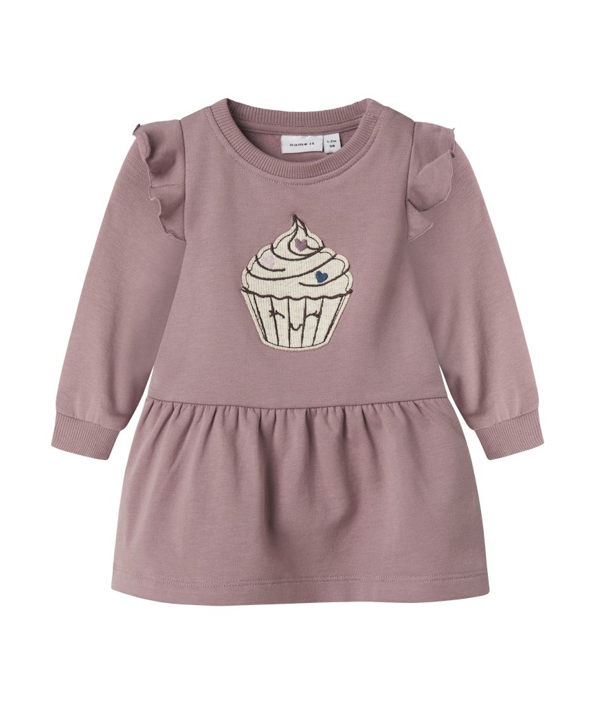 NAME IT Nilda Sweat Dress-Toadstool Toadstool front view