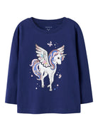 NAME IT Ninna Long Sleeve Top-Blueprint Blueprint front view