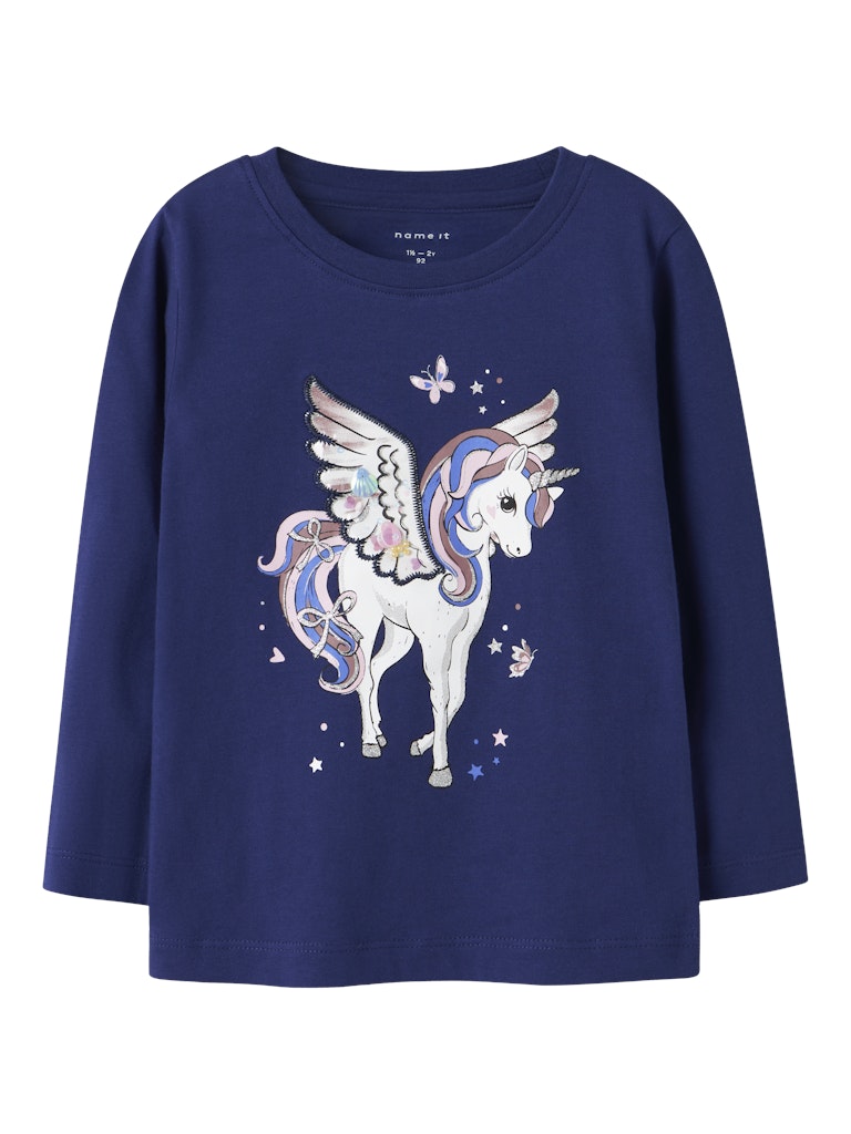 NAME IT Ninna Long Sleeve Top-Blueprint Blueprint front view