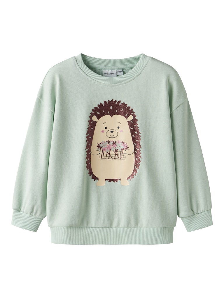 NAME IT Valona Long Sleeve Relax Sweat Gossamer Green front view