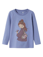 NAME IT Otrea Long Sleeve Top-Blue Ice Blue Ice front view