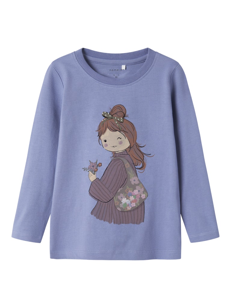 NAME IT Otrea Long Sleeve Top-Blue Ice Blue Ice front view