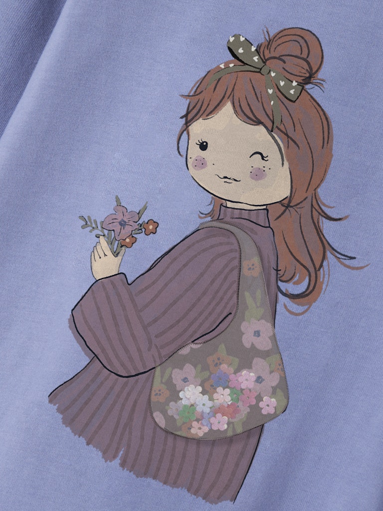 Otrea Long Sleeve Top-Blue Ice-Print Detail