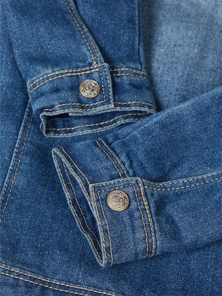 Girl's Star Denim Jacket 2210-Medium Blue Denim-Close Up View