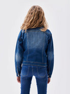 NAME IT Star Denim Jacket 2210-Medium Blue Denim Medium Blue Denim model front view