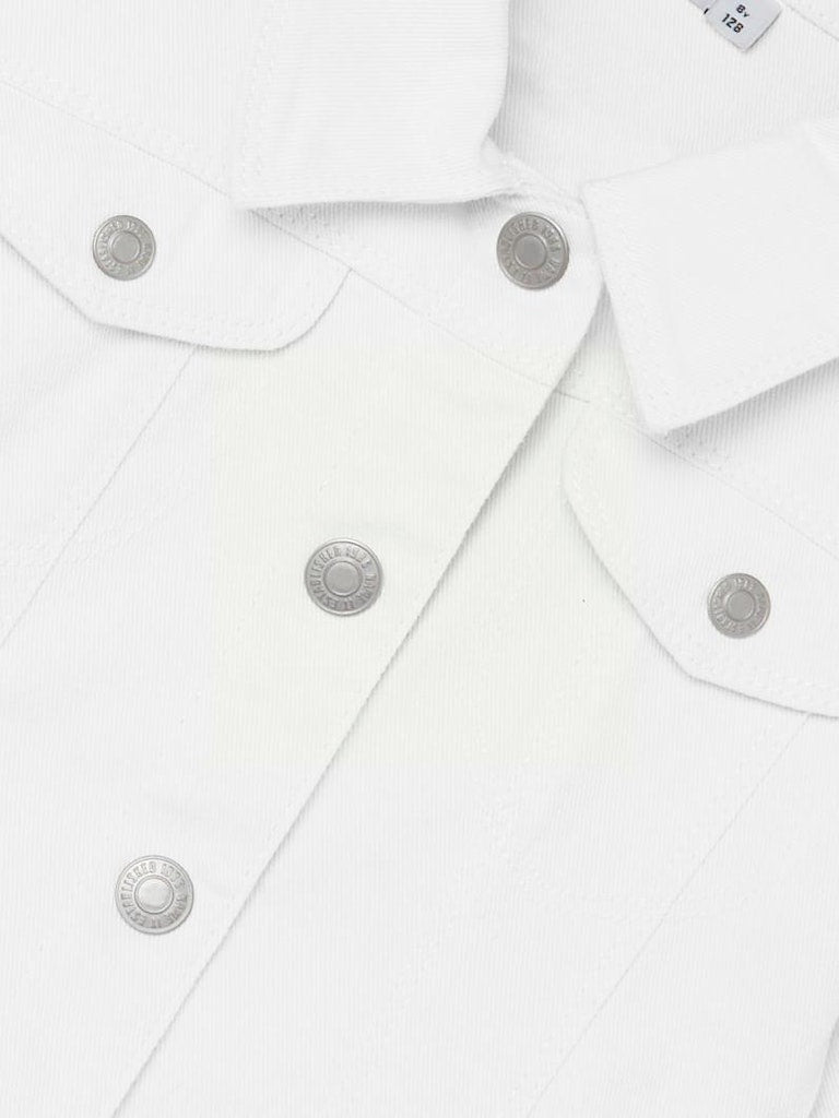 Girl's Reja Twill Jacket 4160-Bright White-Button View