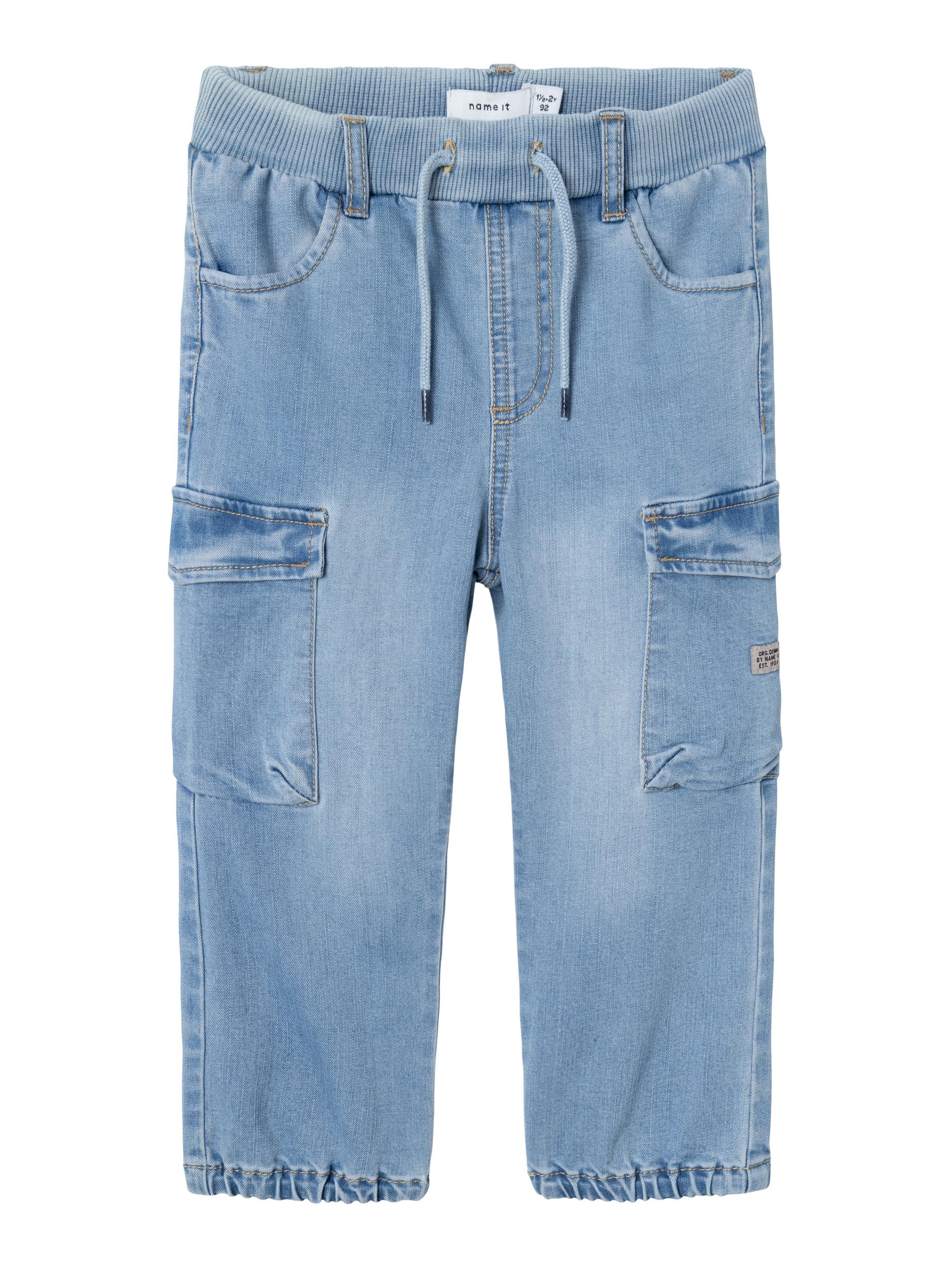 Boy's Ben Baggy Cargo Jeans 9770-Medium Blue Denim-Front View