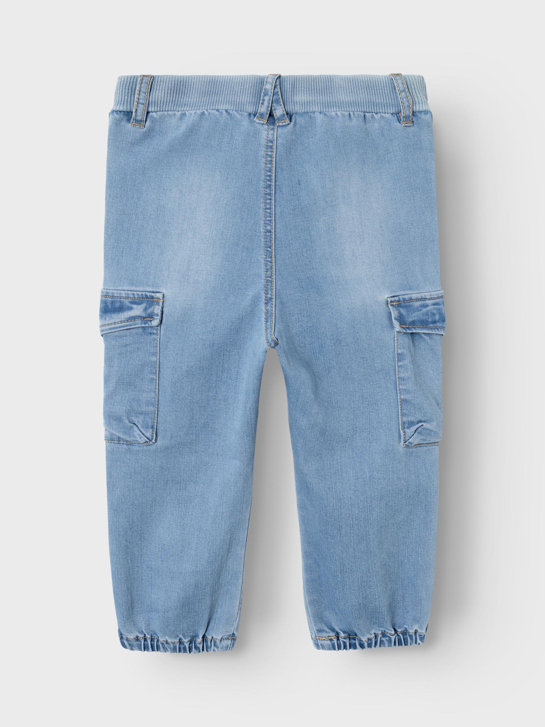 Boy's Ben Baggy Cargo Jeans 9770-Medium Blue Denim-Back View