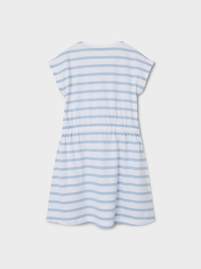 Girl's Mie Short Sleeve Dress-Chambray Blue-Back View
