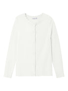 NAME IT Vamone Long Sleeve Knit Cardigan-Bright White Bright White front view