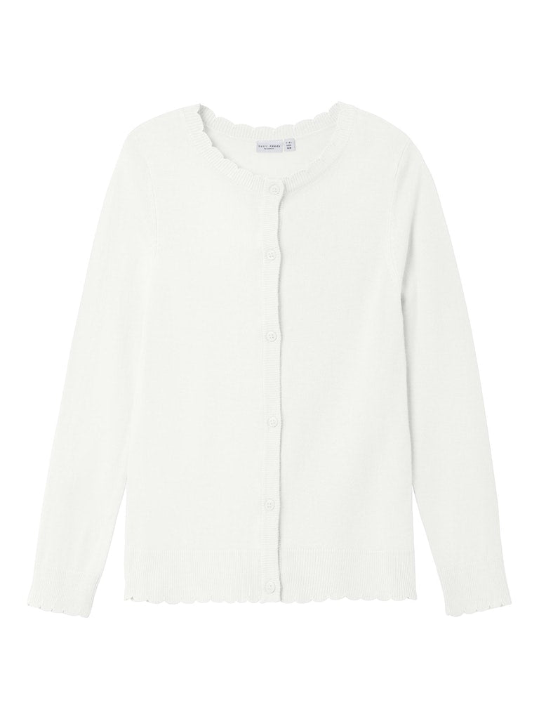 NAME IT Vamone Long Sleeve Knit Cardigan-Bright White Bright White front view